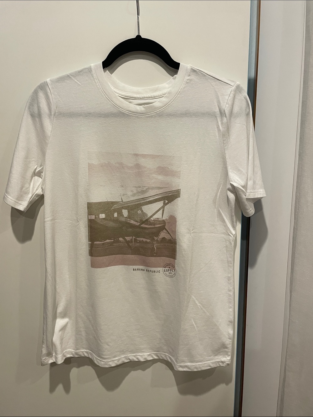 Banana Republic White Tee with Muted Sepia Graphic